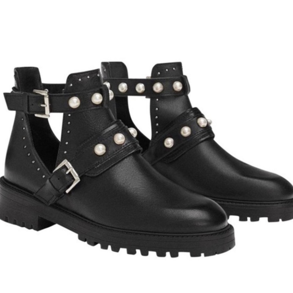 Zara Black and Silver Ankle Booties with Sleek Design sz 10